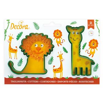 Picture of GIRAFFE AND LION PLASTIC COOKIE CUTTERS SET OF 2